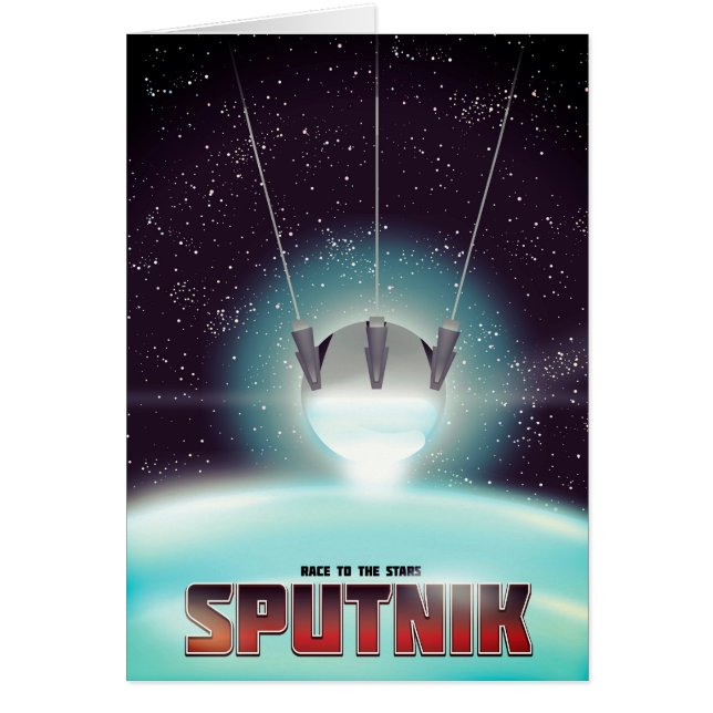 Cartão Sputnik "corrida para as Estrelas" (Frente)