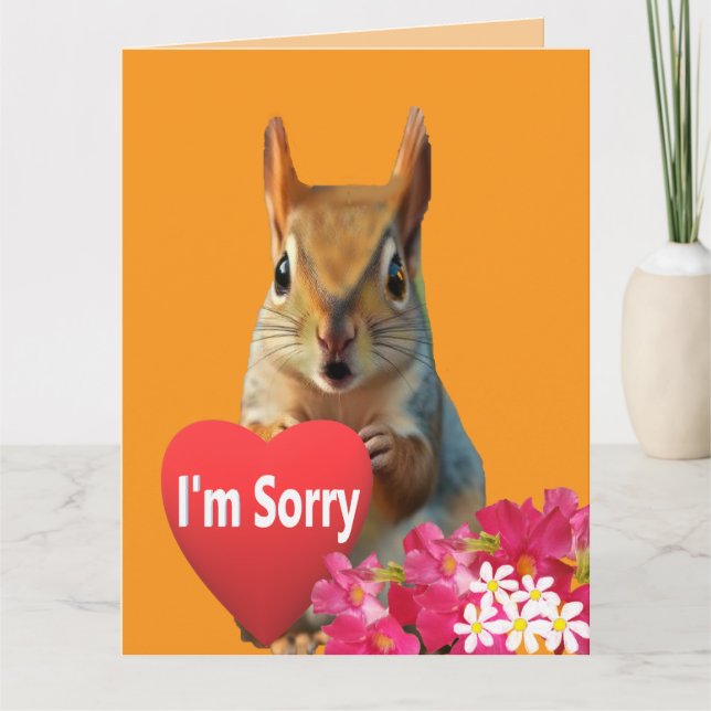 Cartão Squirrelly Sweet Heart Apology Card (Frente)