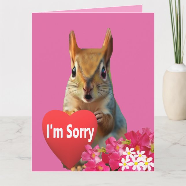 Cartão Squirrelly Sweet Heart Apology Card (Frente)