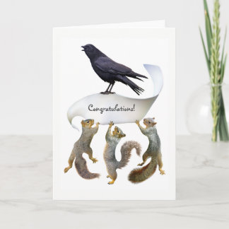 Cartão Squirrels and Crow Congratulations Card