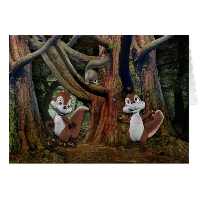 Cartão Squrrels brincalhão (Frente Horizontal)