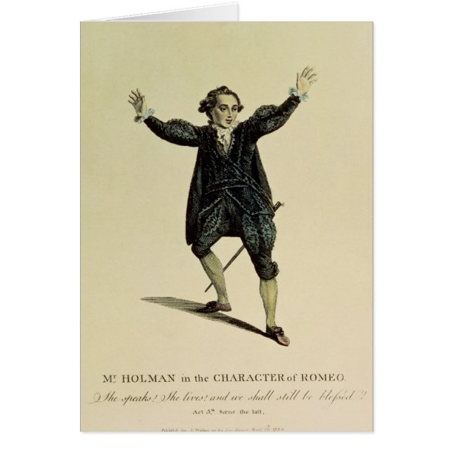Cartão Sr. Holman no carácter de Romeo, bar. 1784 (Frente)