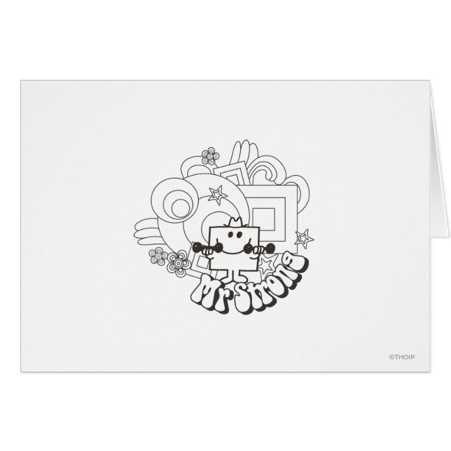 Cartão Sr. Strong | Estrelas e flores brancas e pretas (Frente Horizontal)