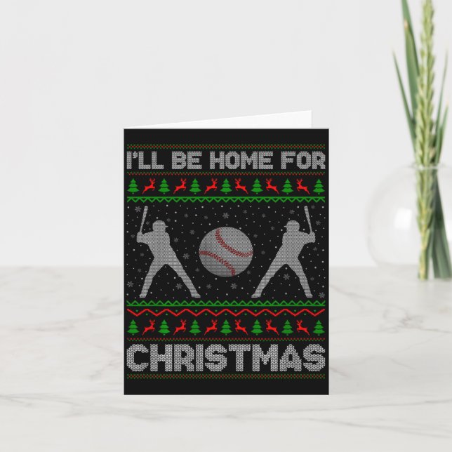 Cartão Srty Baseball Player Ugly Christmas Sweaters Xmas  (Frente)