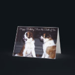 Cartão St Bernard, o assento bonito de dois St Bernard<br><div class="desc">O assento bonito de dois St Bernard junto em um vintage da sala de visitas inspirou o cartão dos anos 70.</div>