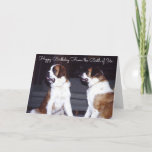 Cartão St Bernard, o assento bonito de dois St Bernard<br><div class="desc">O assento bonito de dois St Bernard junto em um vintage da sala de visitas inspirou o cartão dos anos 70.</div>