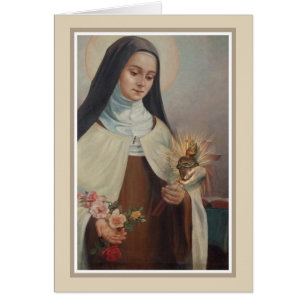 Cartão St. carmelita Therese da freira a flor pequena