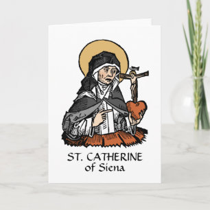 Cartão St. Catarina de Siena com Coração com Crucifixo