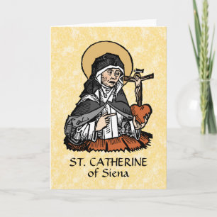 Cartão St. Catarina de Siena com Coração com Crucifixo