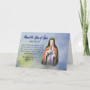 Cartão St. Clare Feast Day Greeting Card or Name Day