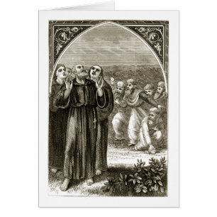 Cartão St. Columba que chanting, e atacado pelos Druids,