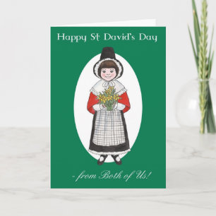 Cartão St David's Day, Welsh Costume, From Both of Us