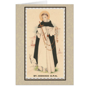 Cartão St Dominic com o sacerdote católico do rosário