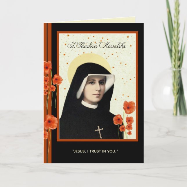 Cartão St. Faustina Kowalska do compaixão divino (Frente)