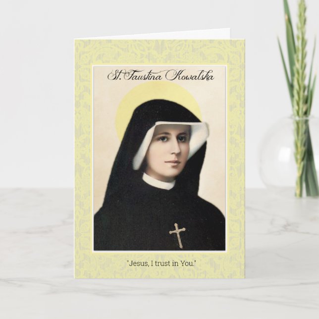 Cartão St. Faustina Kowalska do compaixão divino (Frente)