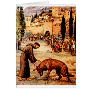 Cartão St Francis e o lobo