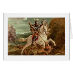Cartão St George que massacra o dragão, (óleo no painel)