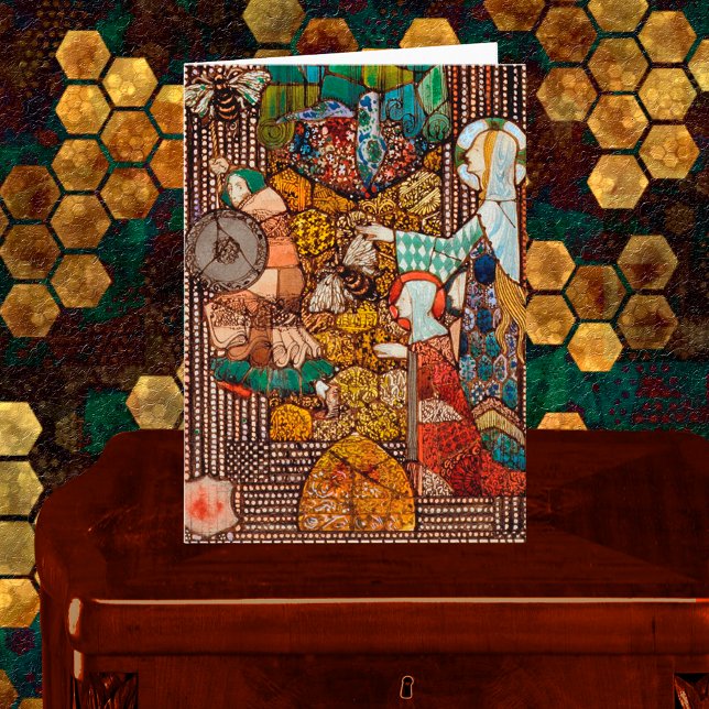 Cartão St Gobnait Afasta Ladrão de Gado com Abelhas (Criador carregado)