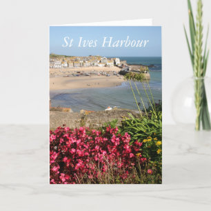 Cartão St Ives Harbour Pink Flowers