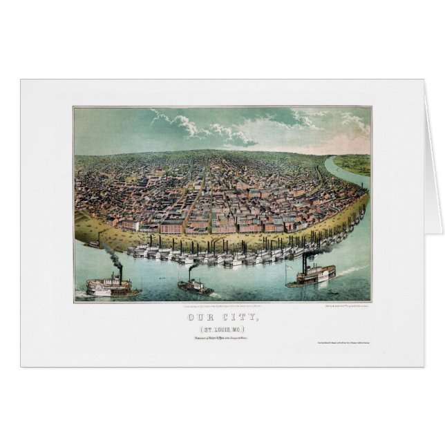 Cartão St Louis, mapa panorâmico do MO - 1859 (Frente Horizontal)