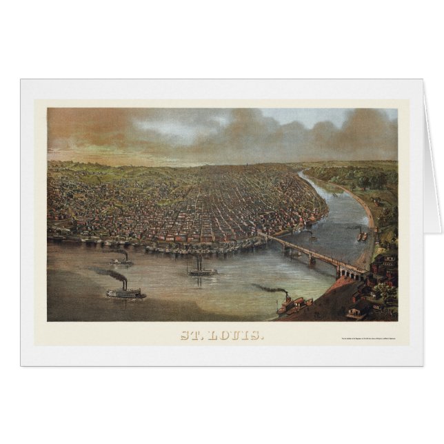 Cartão St Louis, mapa panorâmico do MO - 1873 (Frente Horizontal)
