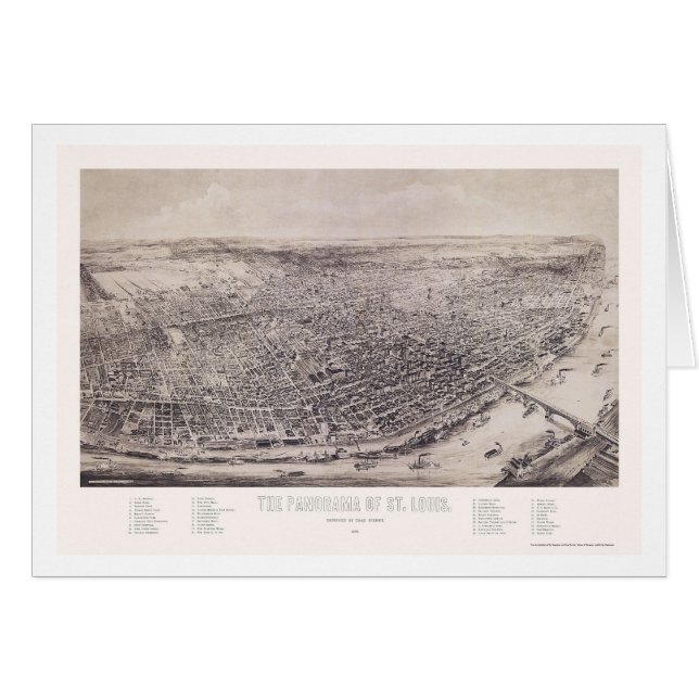 Cartão St Louis, mapa panorâmico do MO - 1894 (Frente Horizontal)