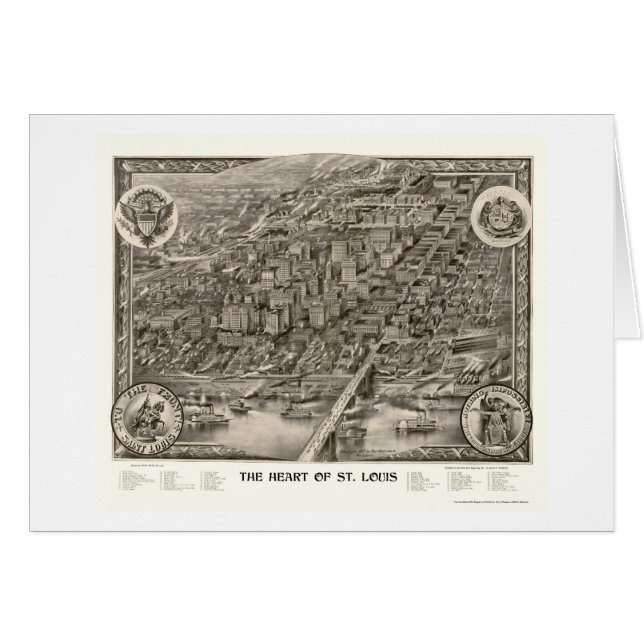Cartão St Louis, mapa panorâmico do MO - 1907 (Frente Horizontal)
