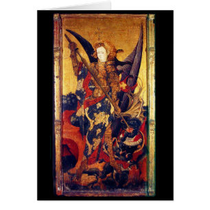 Cartão St Michael Vanguishing o diabo