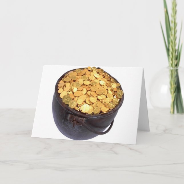 Cartão St Patrick & - pote de ouro (Frente)