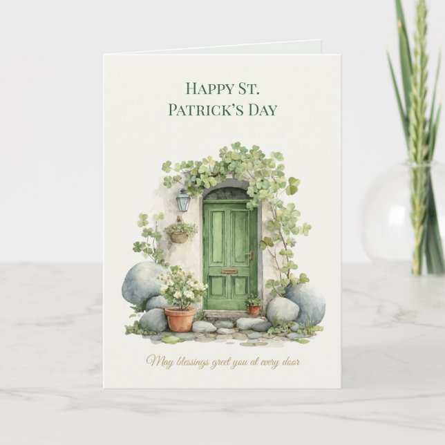 Cartão St Patrick’s Day Irish Luck Shamrock Greeting Card (Frente)