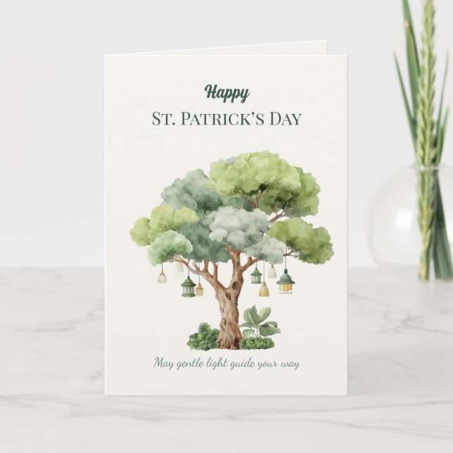 Cartão St. Patrick’s Day Irish Tree Lantern Card  (Frente)