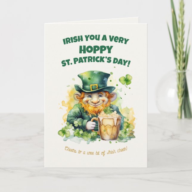 Cartão St. Patrick’s Day Leprechaun Funny Card (Frente)
