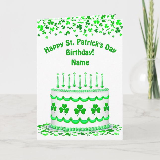 Cartão St Patrick's Birthday Cake Custom Candles Greeting (Frente)
