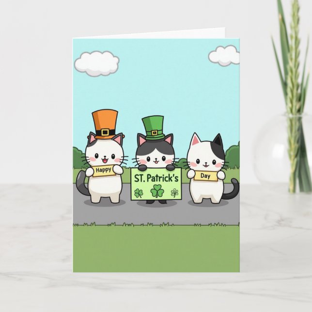 Cartão St Patricks Cats Happy Day Card (Frente)