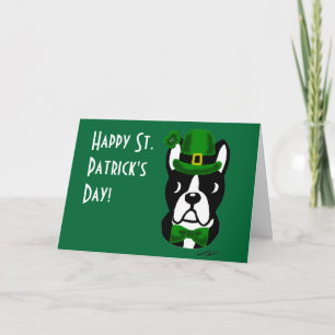 Cartão St. Patrick's Day Boston Terrier 1