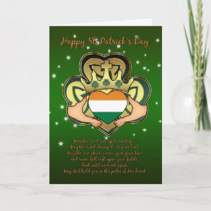 Cartão St.Patrick's Day Claddagh, Shamrock, Blessing