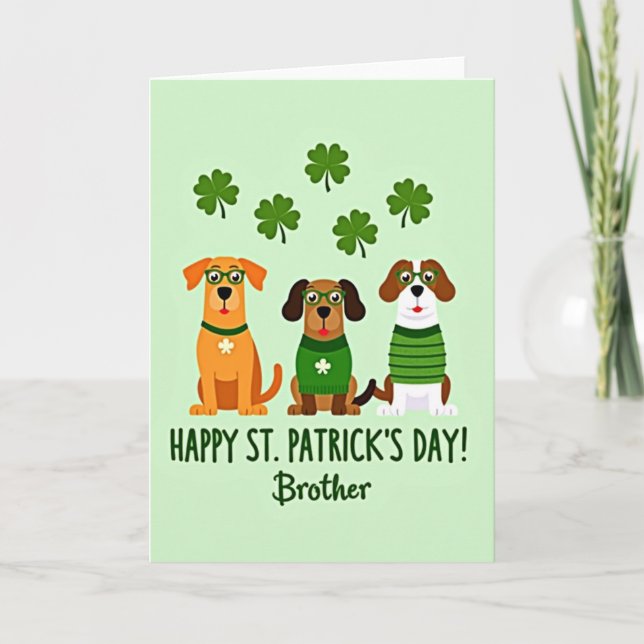 Cartão St Patricks Day Dog Art Card (Frente)