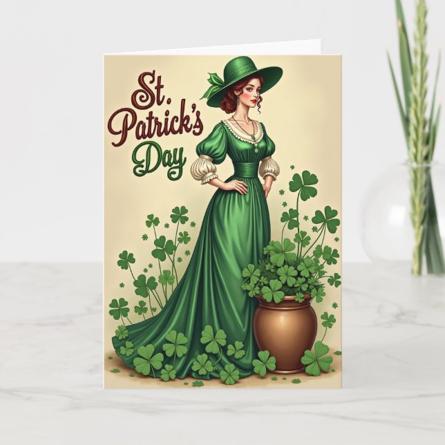 Cartão St Patricks Day Emerald Gown Card (Frente)