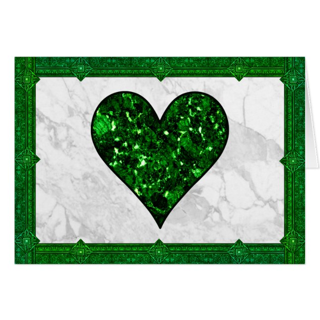 Cartão St. Patrick's Day Emerald Heart (Frente Horizontal)