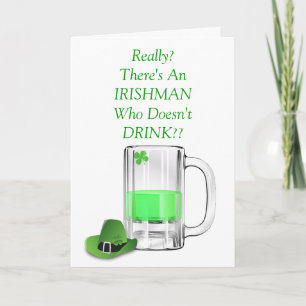 Cartão St. Patrick's Day Funny Irishman Alcohol Drinking