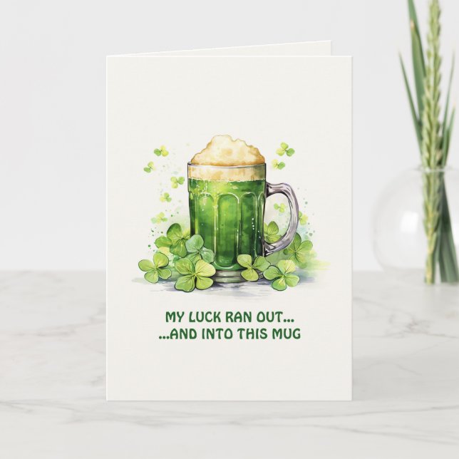 Cartão St. Patrick's Day Funny Leprechaun Coffee Card (Frente)