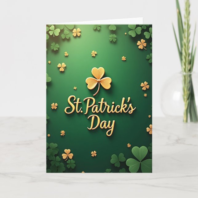 Cartão St Patricks Day Gold Clover Card (Frente)