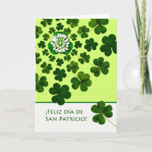 Cartão St. Patrick's Day in Spanish with Shamrocks