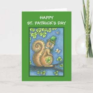 CARTÃO ST. PATRICKS DAY LEPRECHAUN SQUIRREL GREETING CARD