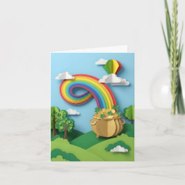 Cartão St. Patrick's Day Pot of Gold Rainbow Paper Cutout