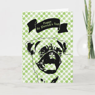 Cartão St Patricks - Pug Silhouette