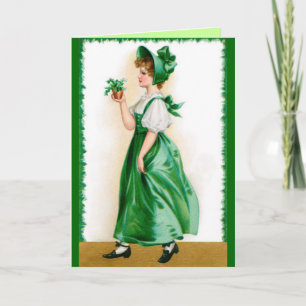 Cartão St. Patricks Vintage greeting card - Sweet girl