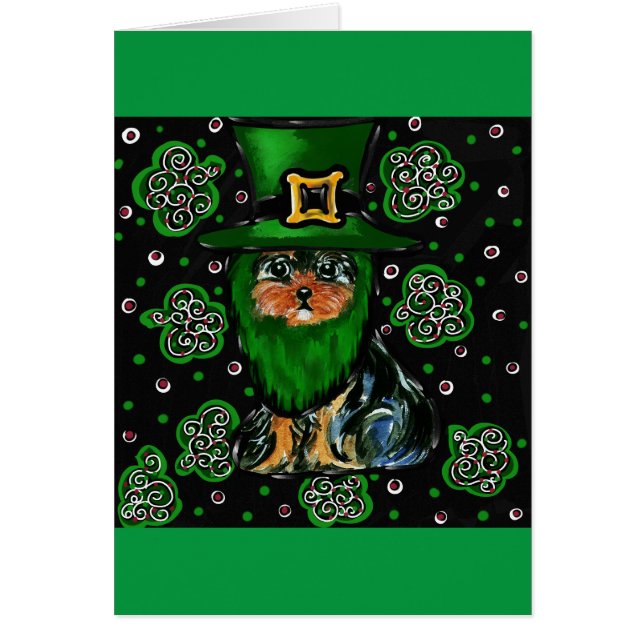 Cartão St. Patty Yorkie Poo (Frente)