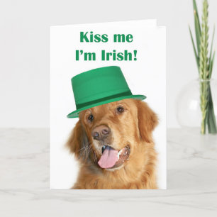 Cartão St Patty's golden retriever