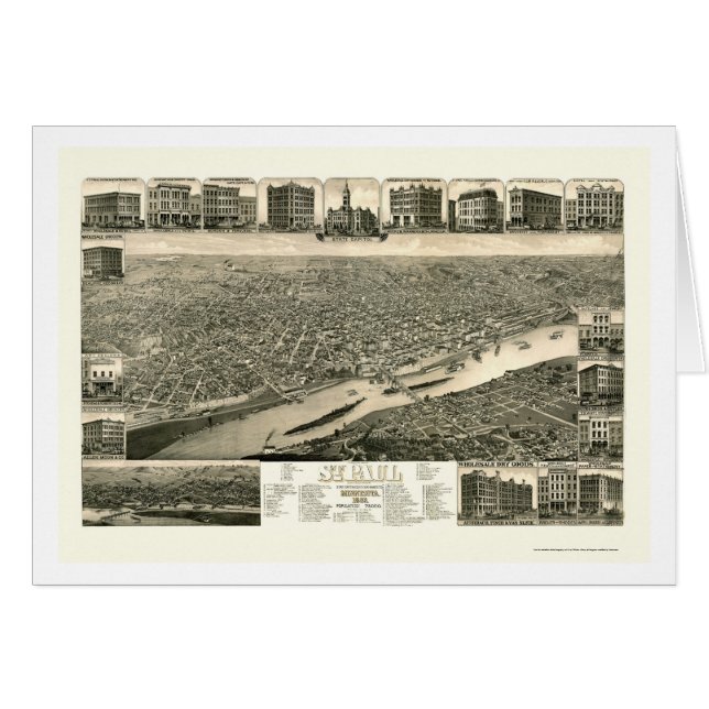 Cartão St Paul, mapa panorâmico do manganês - 1883 (Frente Horizontal)